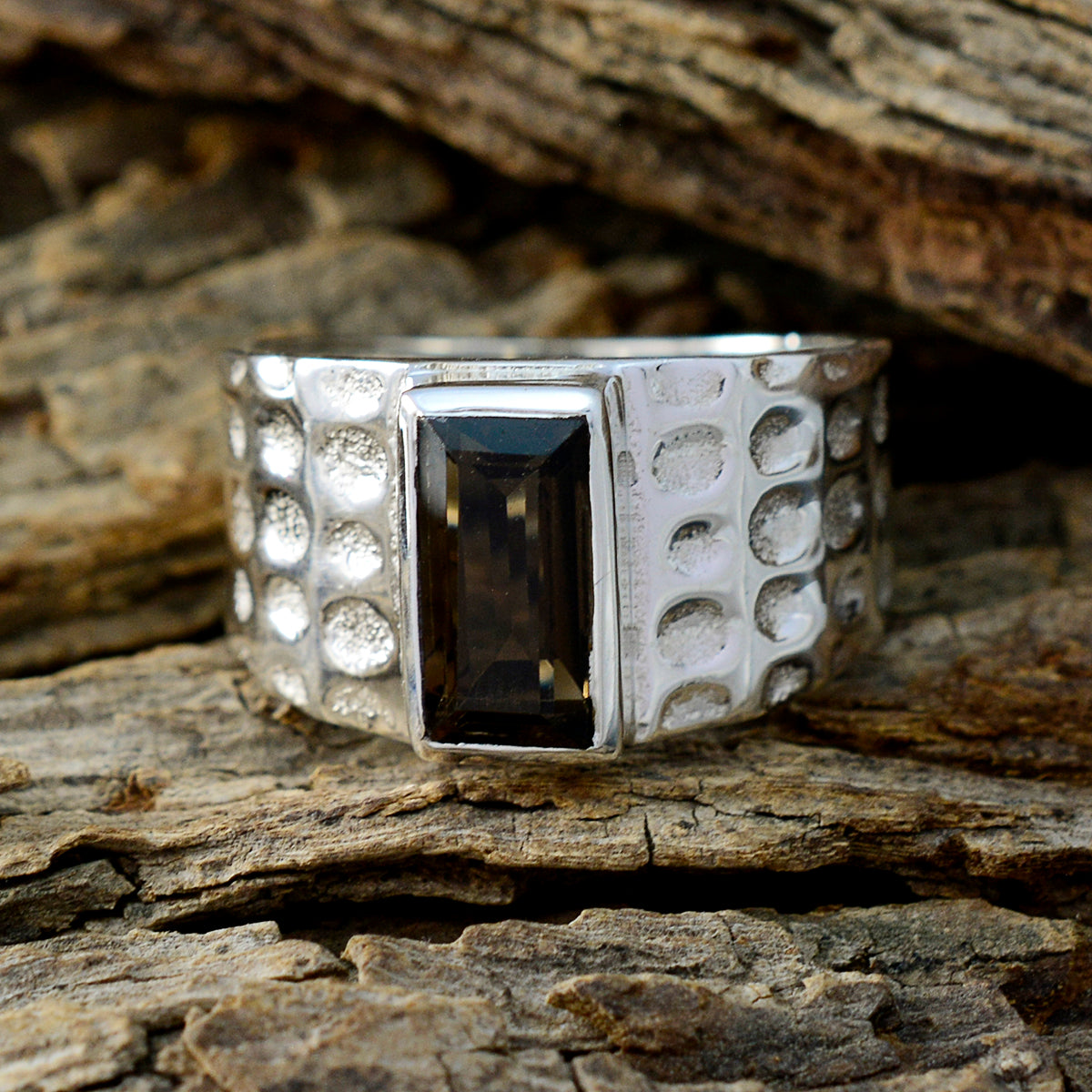 smoky quartz Solitaire African 92.5 Silver Brown Gems Minimal Feminine Ring Jewellery