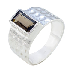 smoky quartz Solitaire African 92.5 Silver Brown Gems Minimal Feminine Ring Jewellery