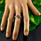 Smoky Quartz Solitaire Korean 925 Sterling Silver Brown Gemstones Dainty Fairytale Ring Jewelry