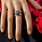 smoky quartz Solitaire Moroccan Silver Brown Gemstones Slim Boho Ring Jewellery