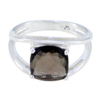 smoky quartz Solitaire Moroccan Silver Brown Gemstones Slim Boho Ring Jewellery