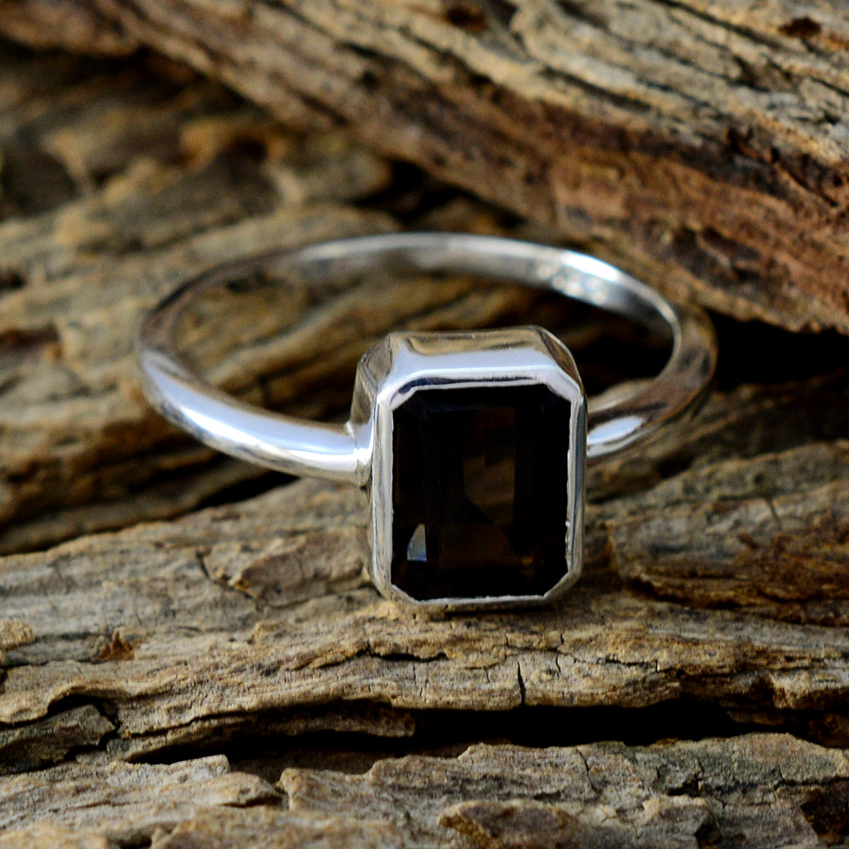 smoky quartz Solitaire Turkish 925 Silver Brown Gemstone Dainty Trendy Ring Jewellery