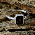 smoky quartz Solitaire Turkish 925 Silver Brown Gemstone Dainty Trendy Ring Jewellery
