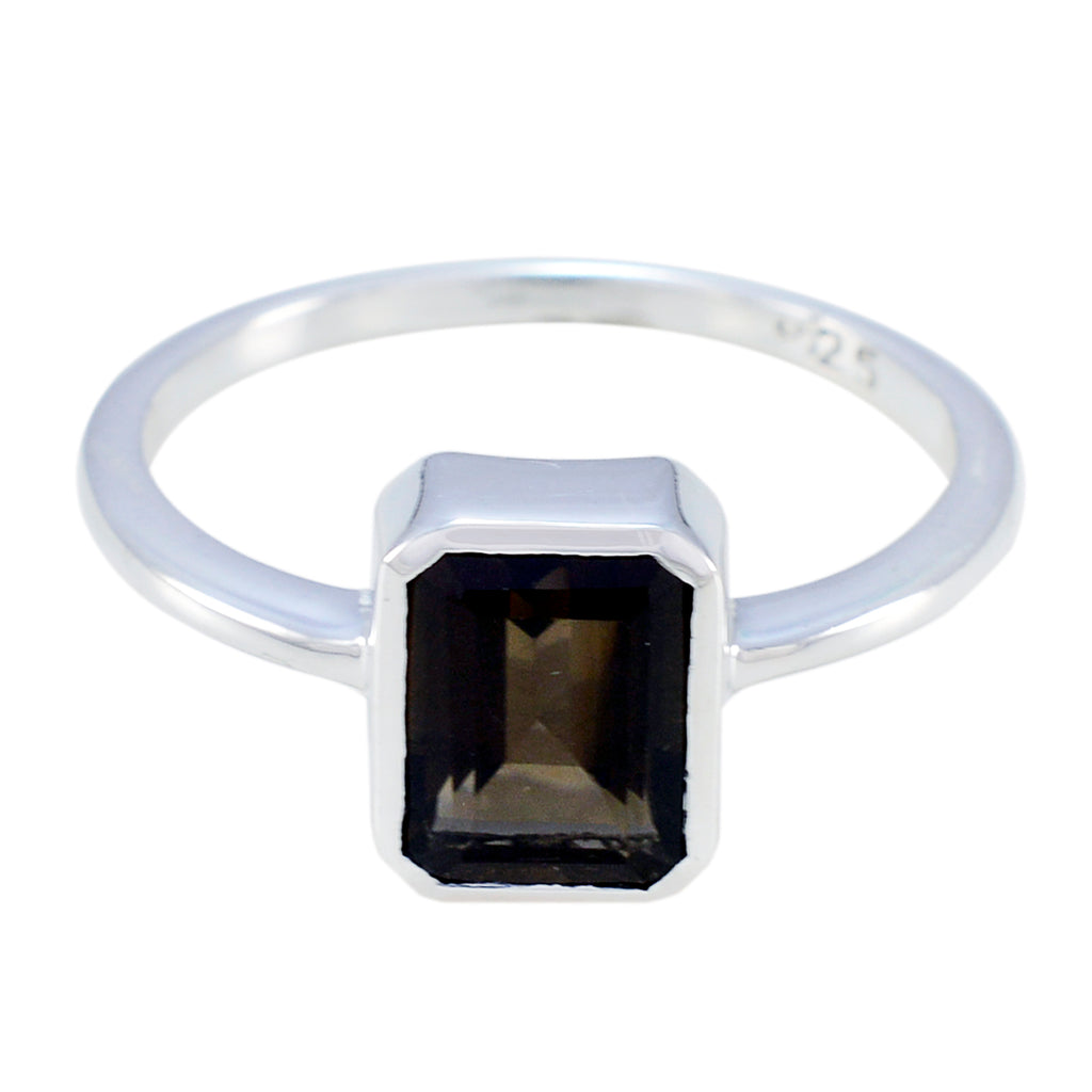 smoky quartz Solitaire Turkish 925 Silver Brown Gemstone Dainty Trendy Ring Jewellery