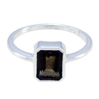 smoky quartz Solitaire Turkish 925 Silver Brown Gemstone Dainty Trendy Ring Jewellery