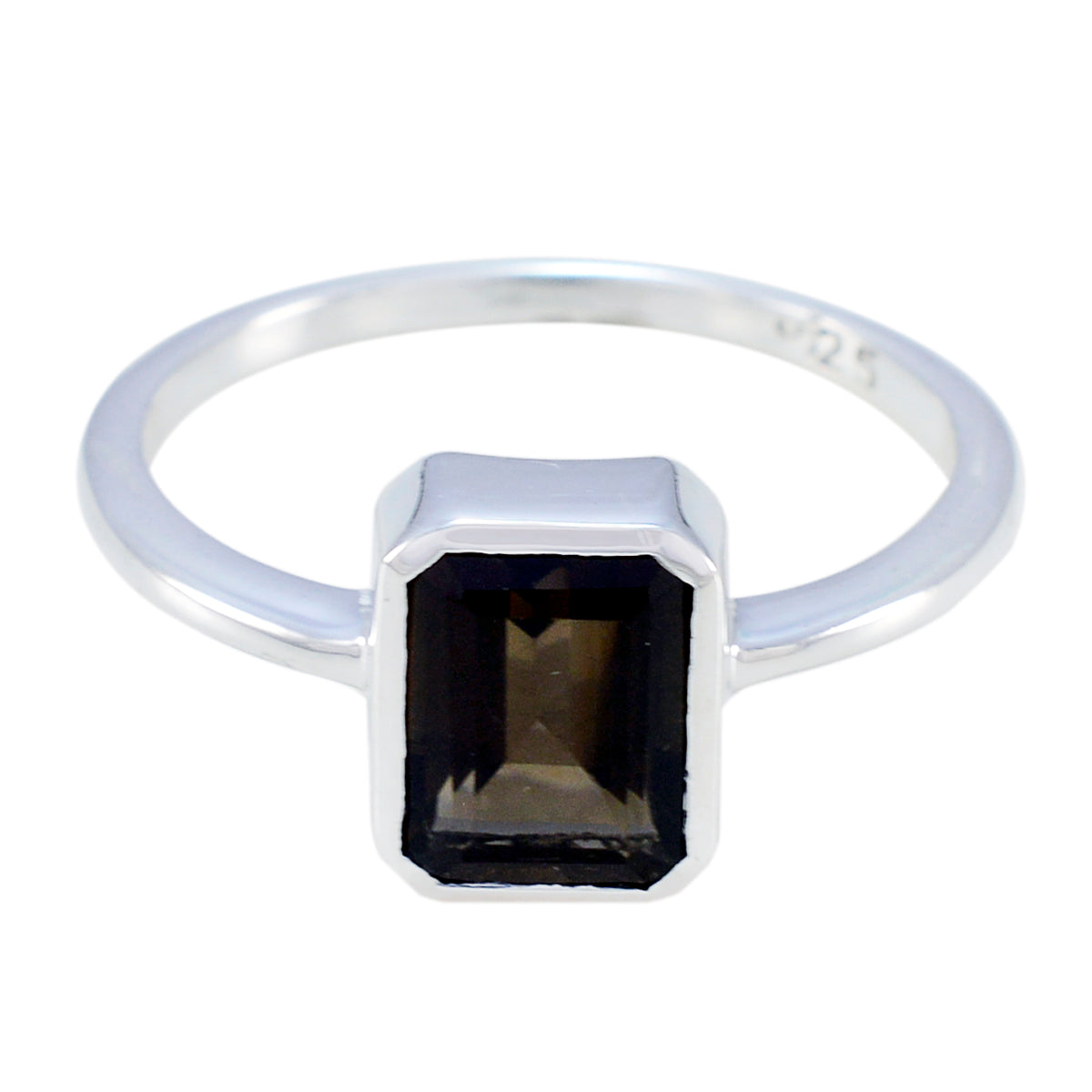 smoky quartz Solitaire Turkish 925 Silver Brown Gemstone Dainty Trendy Ring Jewellery