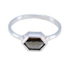 smoky quartz Solitaire Korean 925 Sterling Silver Brown Gems Dainty Artisan Ring Jewellery