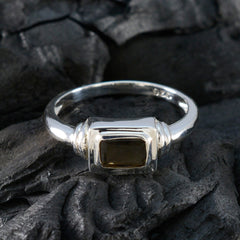 Smoky Quartz Solitaire Turkish Silver Brown Gemstones Whisper thin Feminine Ring Jewellery