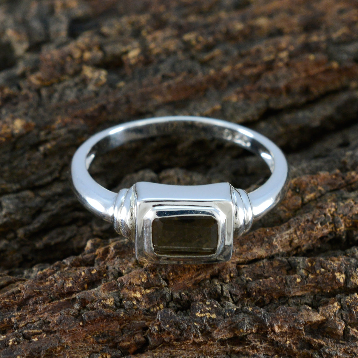 Smoky Quartz Solitaire Turkish Silver Brown Gemstones Whisper thin Feminine Ring Jewellery