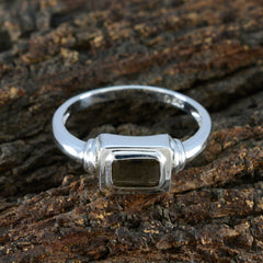Smoky Quartz Solitaire Turkish Silver Brown Gemstones Whisper thin Feminine Ring Jewellery