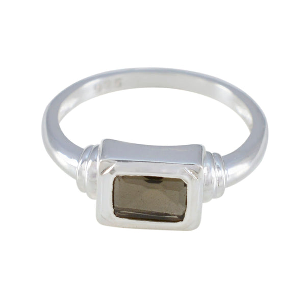 Smoky Quartz Solitaire Turkish Silver Brown Gemstones Whisper thin Feminine Ring Jewellery
