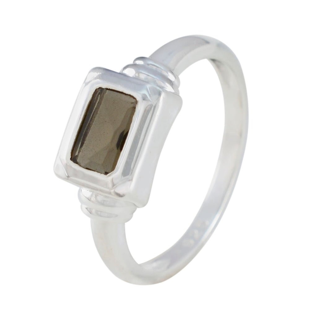 Smoky Quartz Solitaire Turkish Silver Brown Gemstones Whisper thin Feminine Ring Jewellery