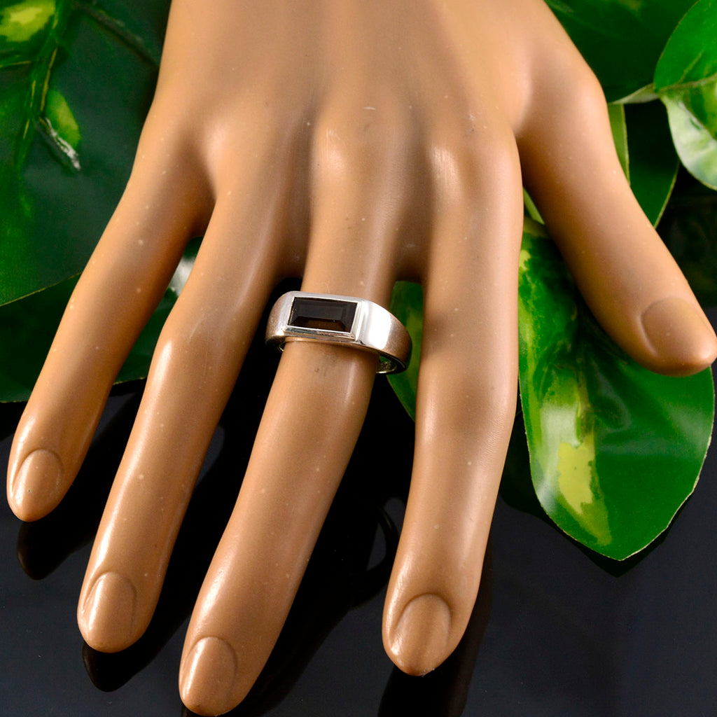 Smoky Quartz Solitaire Moroccan 92.5 Silver Brown Gemstone Tiny Fairytale Ring Jewellery