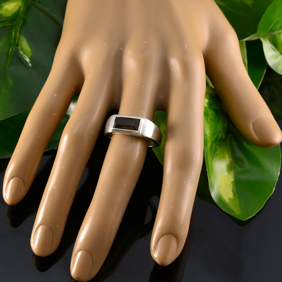 Smoky Quartz Solitaire Moroccan 92.5 Silver Brown Gemstone Tiny Fairytale Ring Jewellery