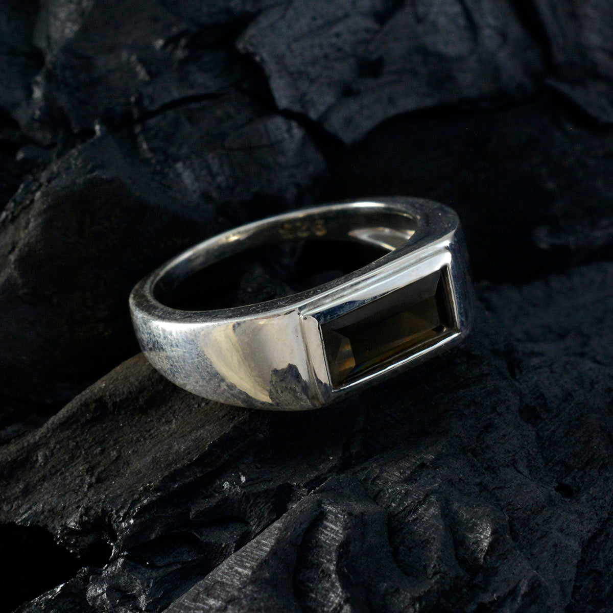 Smoky Quartz Solitaire Moroccan 92.5 Silver Brown Gemstone Tiny Fairytale Ring Jewellery