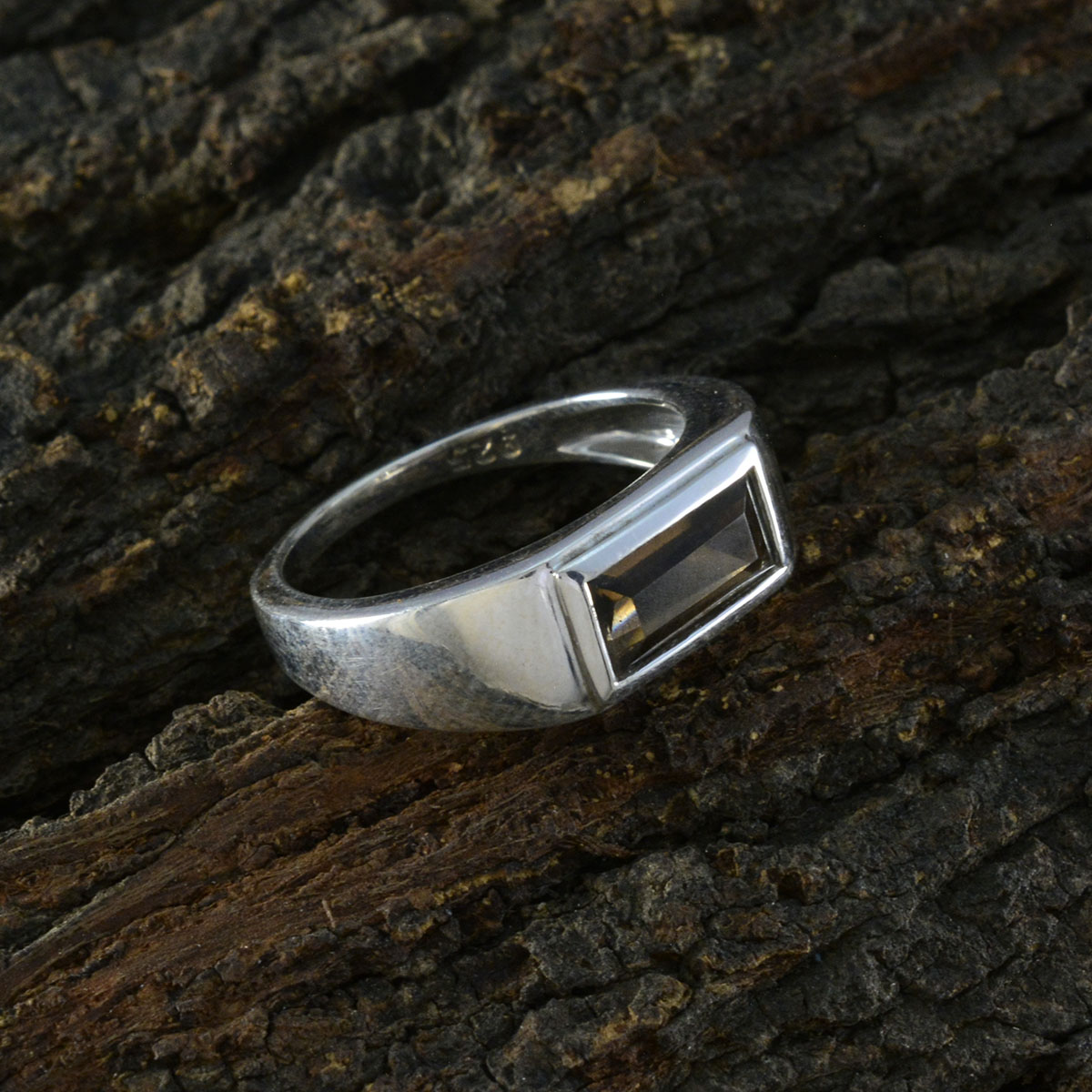 Smoky Quartz Solitaire Moroccan 92.5 Silver Brown Gemstone Tiny Fairytale Ring Jewellery