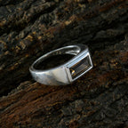 Smoky Quartz Solitaire Moroccan 92.5 Silver Brown Gemstone Tiny Fairytale Ring Jewellery
