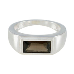 Smoky Quartz Solitaire Moroccan 92.5 Silver Brown Gemstone Tiny Fairytale Ring Jewellery