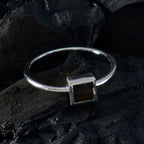 Smoky Quartz Solitaire Japanese 925 Sterling Silver Brown Gems Elegant  Graceful Ring Jewelry