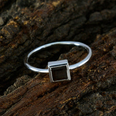 Smoky Quartz Solitaire Japanese 925 Sterling Silver Brown Gems Elegant  Graceful Ring Jewelry