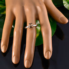 Smoky Quartz Solitaire Korean 925 Sterling Silver Brown Gems Dainty Graceful Ring Jewellery