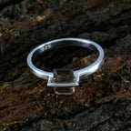 Smoky Quartz Solitaire Korean 925 Sterling Silver Brown Gems Dainty Graceful Ring Jewellery