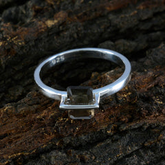 Smoky Quartz Solitaire Korean 925 Sterling Silver Brown Gems Dainty Graceful Ring Jewellery