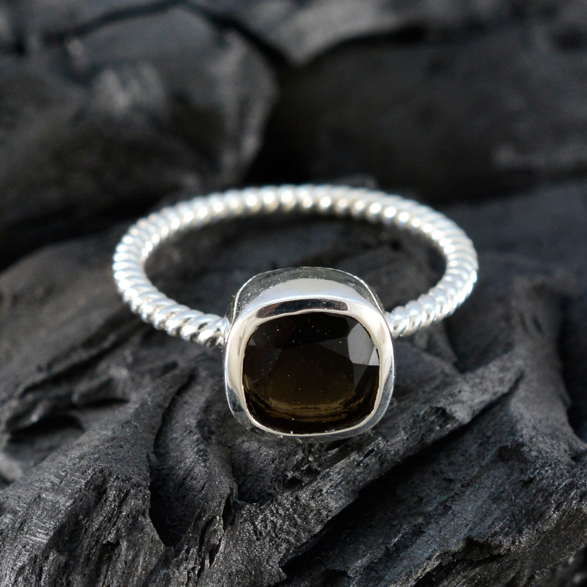 Smoky Quartz Solitaire American Silver Brown Gemstones Dainty Artisan Ring Jewellery
