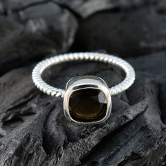 Smoky Quartz Solitaire American Silver Brown Gemstones Dainty Artisan Ring Jewellery