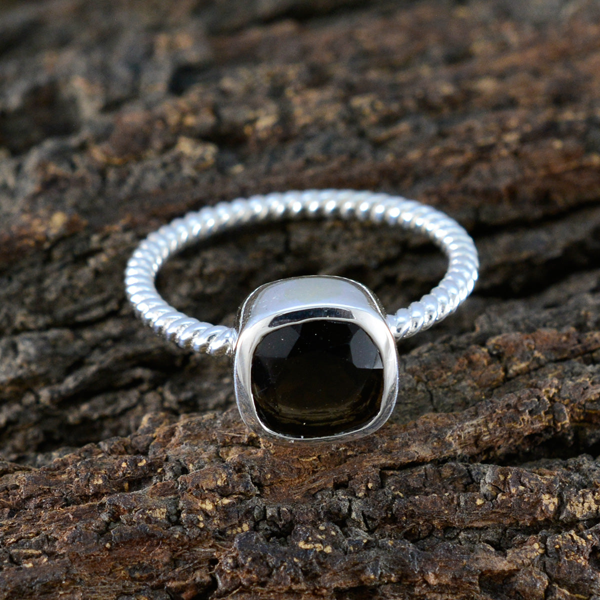 Smoky Quartz Solitaire American Silver Brown Gemstones Dainty Artisan Ring Jewellery