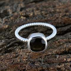 Smoky Quartz Solitaire American Silver Brown Gemstones Dainty Artisan Ring Jewellery