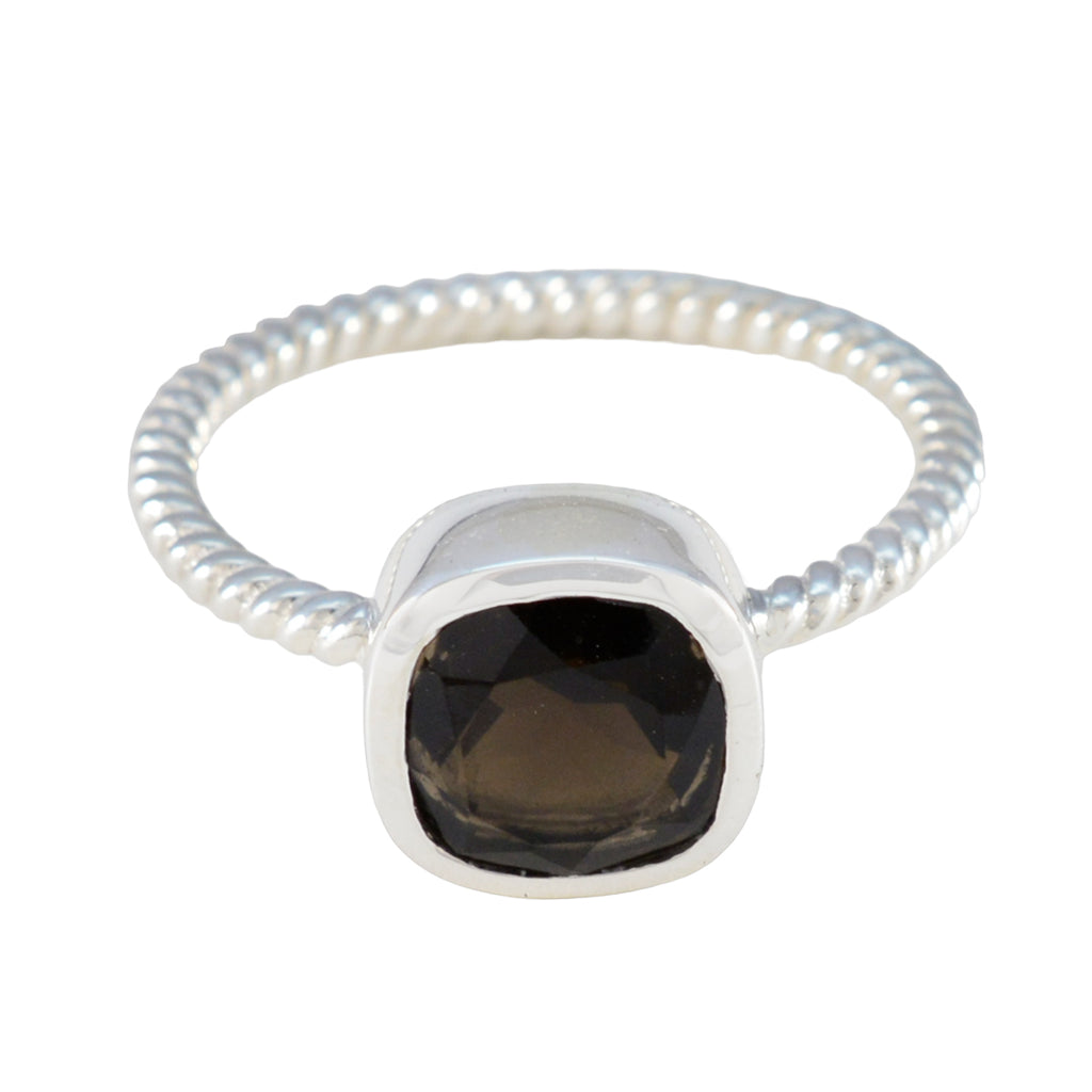 Smoky Quartz Solitaire American Silver Brown Gemstones Dainty Artisan Ring Jewellery