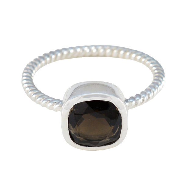 Smoky Quartz Solitaire American Silver Brown Gemstones Dainty Artisan Ring Jewellery