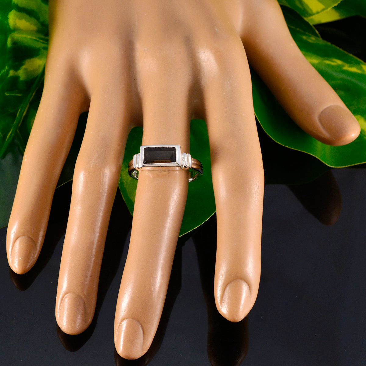 Smoky Quartz Solitaire Russian 92.5 Silver Brown Gems Minimal Luxurious Ring Jewelry