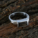 Smoky Quartz Solitaire Russian 92.5 Silver Brown Gems Minimal Luxurious Ring Jewelry