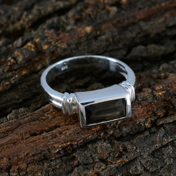 Smoky Quartz Solitaire Russian 92.5 Silver Brown Gems Minimal Luxurious Ring Jewelry