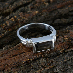 Smoky Quartz Solitaire Russian 92.5 Silver Brown Gems Minimal Luxurious Ring Jewelry