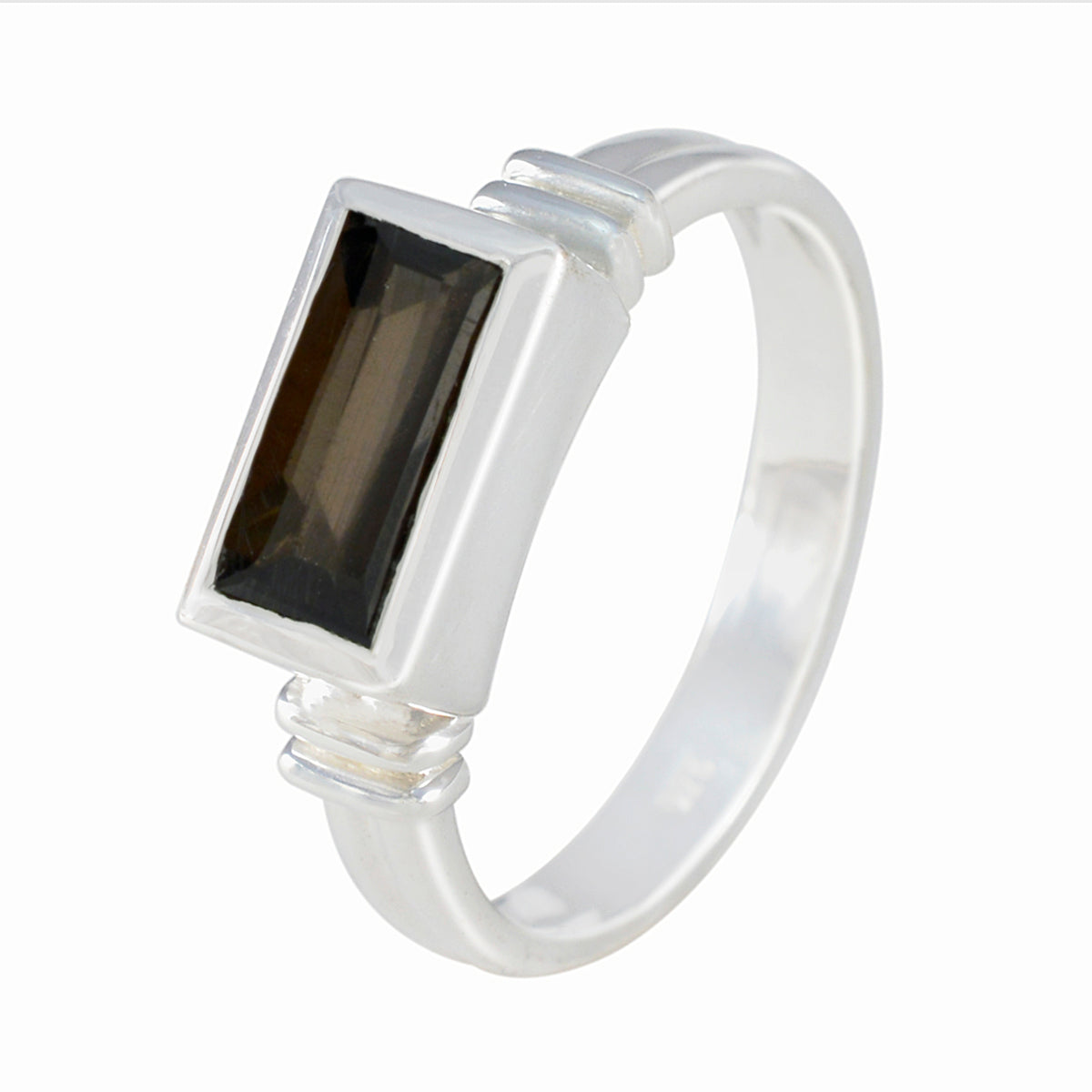 Rookkwarts Solitaire Russisch 92,5 zilverbruine edelstenen minimalistische luxe ring sieraden Secundaire afbeelding