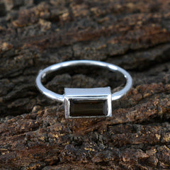 Smoky Quartz Solitaire Korean Silver Brown Gems Delicate Glamorous Ring Jewelry