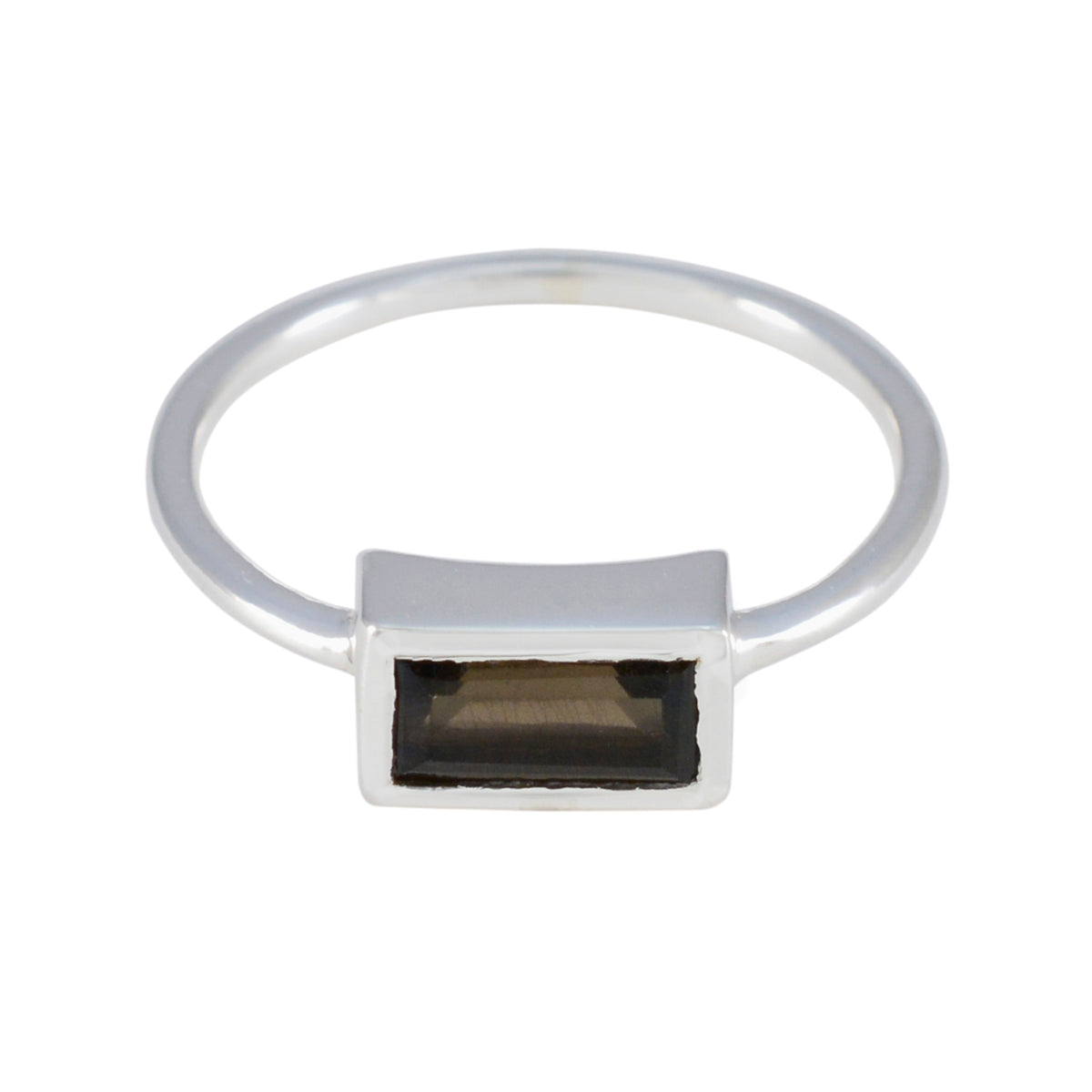 Smoky Quartz Solitaire Korean Silver Brown Gems Delicate Glamorous Ring Jewelry