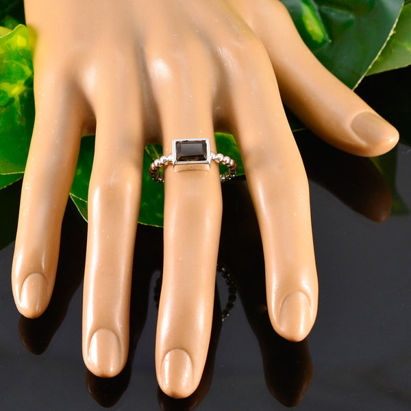 Smoky Quartz Solitaire American 92.5 Silver Brown Gemstones Whisper thin Romantic Ring Jewelry