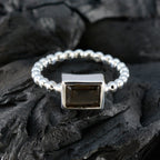 Smoky Quartz Solitaire American 92.5 Silver Brown Gemstones Whisper thin Romantic Ring Jewelry