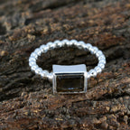 Smoky Quartz Solitaire American 92.5 Silver Brown Gemstones Whisper thin Romantic Ring Jewelry