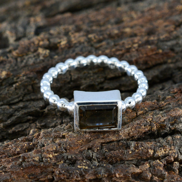 Smoky Quartz Solitaire American 92.5 Silver Brown Gemstones Whisper thin Romantic Ring Jewelry