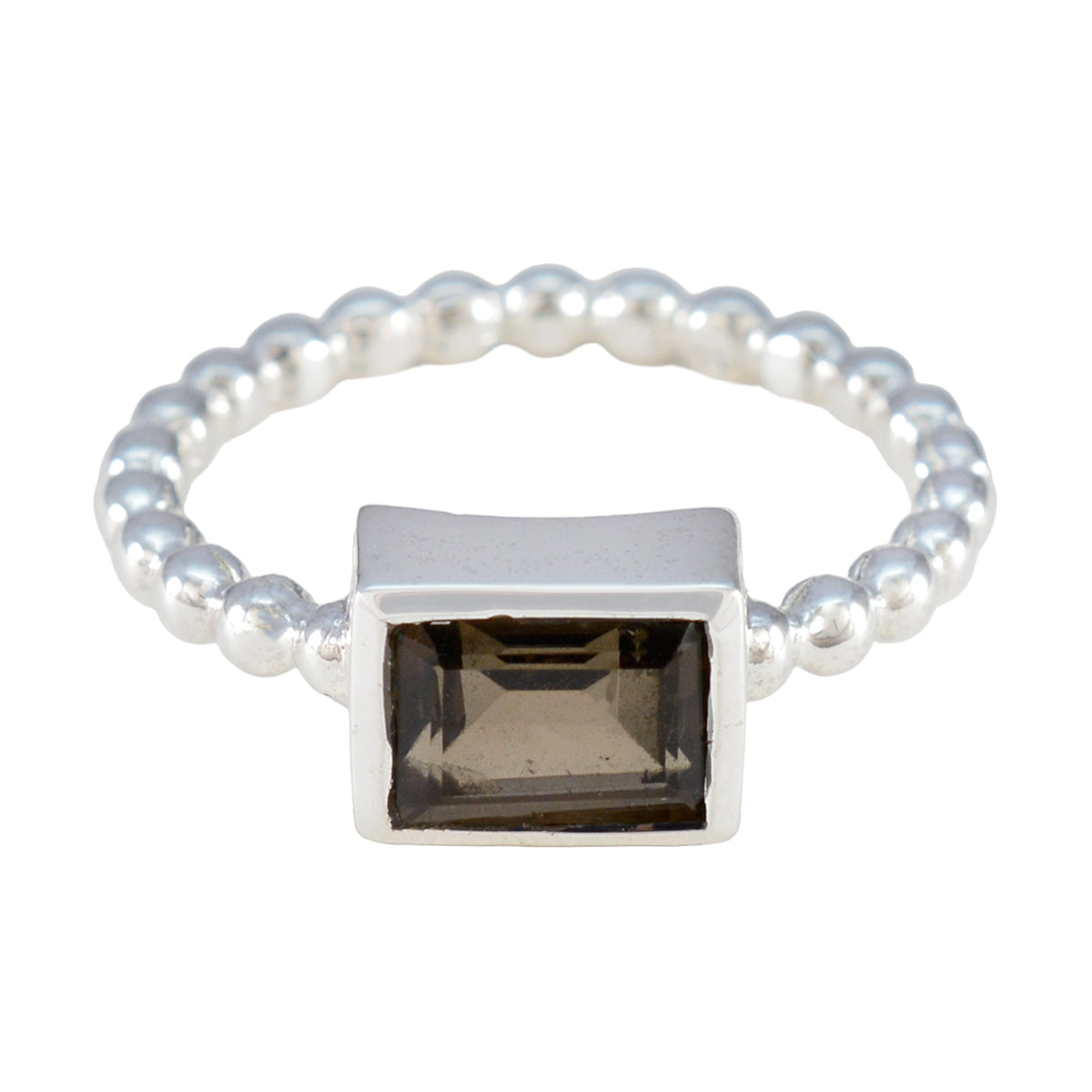 Smoky Quartz Solitaire American 92.5 Silver Brown Gemstones Whisper thin Romantic Ring Jewelry Image principale du produit