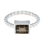 Smoky Quartz Solitaire American 92.5 Silver Brown Gemstones Whisper thin Romantic Ring Jewelry