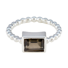 Smoky Quartz Solitaire American 92.5 Silver Brown Gemstones Whisper thin Romantic Ring Jewelry