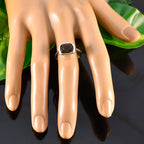 Smoky Quartz Solitaire German 925 Silver Brown Gemstone Slim Modern Ring Jewelry