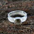 Smoky Quartz Solitaire Latin American 925 Sterling Silver Brown Gemstone Mid weight Rope Wire Band Jewelry