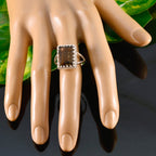 Smoky Quartz Solitaire African Silver Brown Gemstone Classic Modern Ring Jewelry
